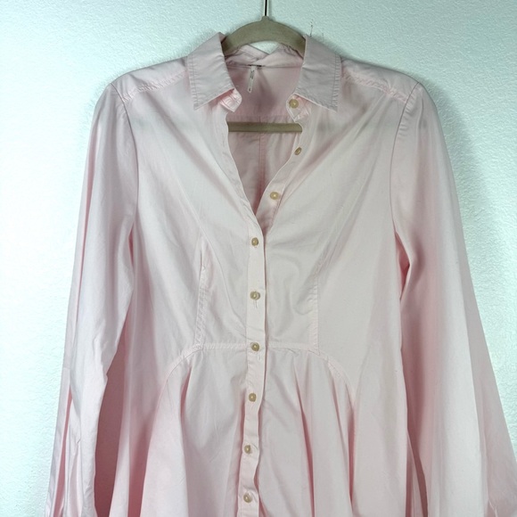 Free People All The Time Tunic Shirt Pale Pink Long Sleeve Top size S - Picture 2 of 10